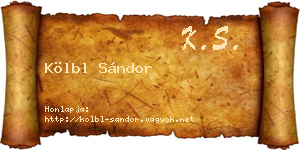 Kölbl Sándor névjegykártya