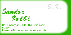 sandor kolbl business card